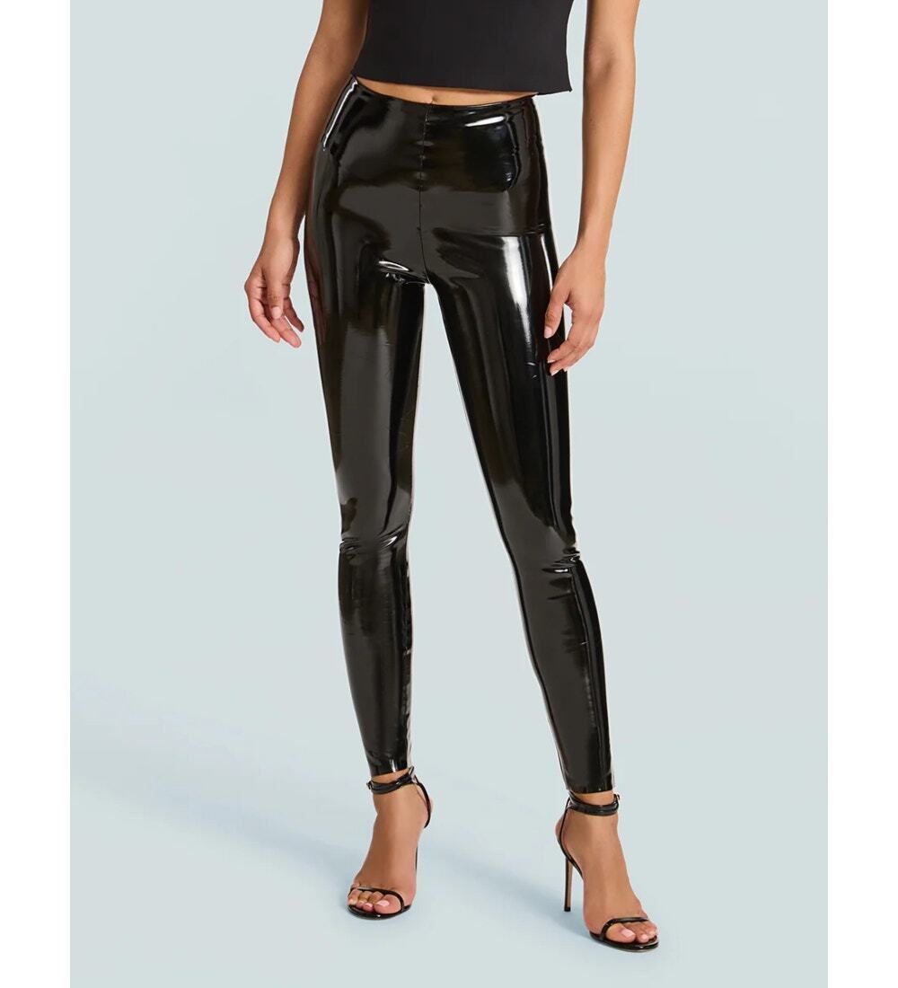 Commando Black Faux Patent Leather Leggings High Waist Skinny Womens Size S